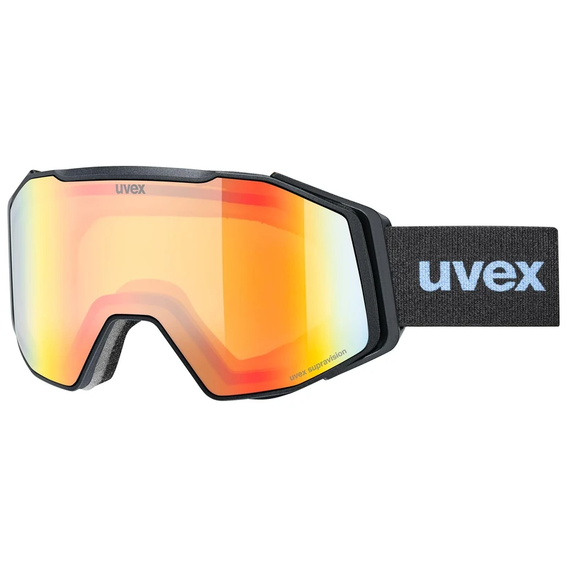 Uvex Gravity Fm - Ski Goggles For Adults - Filter Category 1 - Contrast Enhancing - Black Matt Dl/Rainbow-Ye - One Size