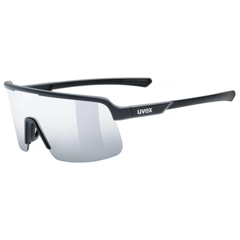uvex dyrt - sports glasses for adults - strong UV protection - contrast enhancing - black matte/silver mirror - one size