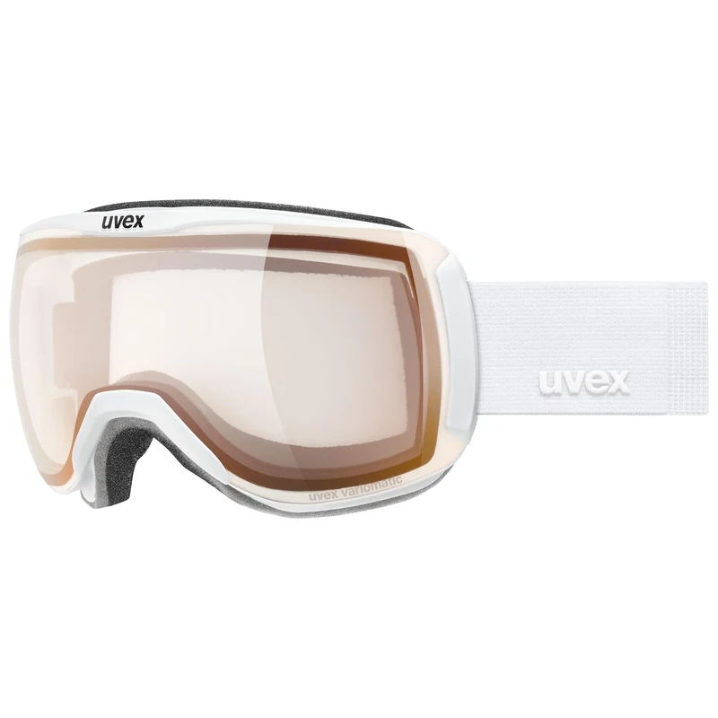 Uvex Downhill 2100 Pro V - Ski Goggles For Adults - Photochromic - Contrast Enhancing - White Dl/Red-Cl - One Size
