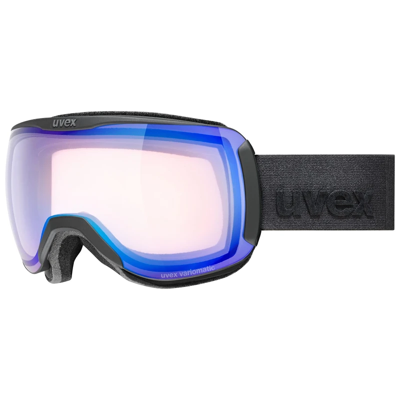 Uvex Downhill 2100 V - Ski Goggles For Adults - Photochromic - Contrast Enhancing - Black M. Dl/Blue-Cl - One Size