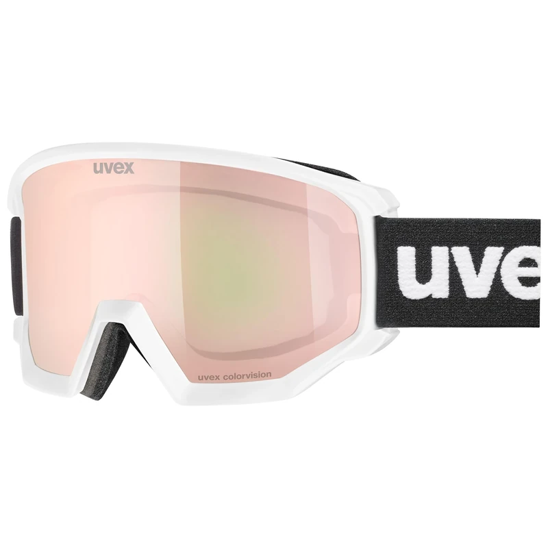 uvex athletic CV - Ski Goggles For Adults - Filter Category 2 - Contrast Enhancing - White Matt Sl/Rose-Green - One Size
