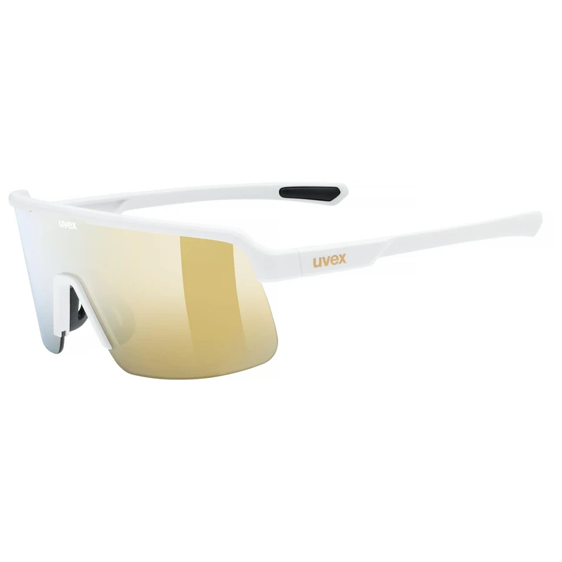 Uvex dyrt - sports glasses for adults - strong UV protection - contrast enhancing - white matte/gold mirror - one size