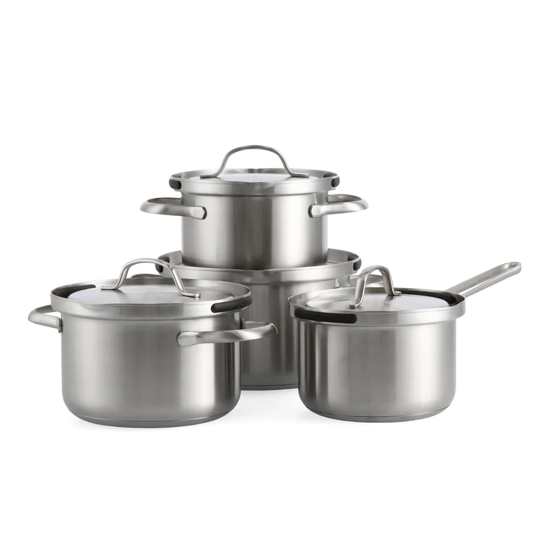 BK VES Matt Cookware Set Stainless Steel, Suitable for Induction, Oven Safe Up to 428 °F, Dishwasher Safe, with Lid