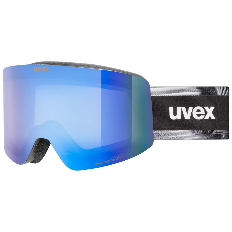 Uvex Provoqe Fm - Ski Goggles For Adults - Filter Category 2 - Contrast Enhancing - Black Matt Dl/Blue-Clear - One Size