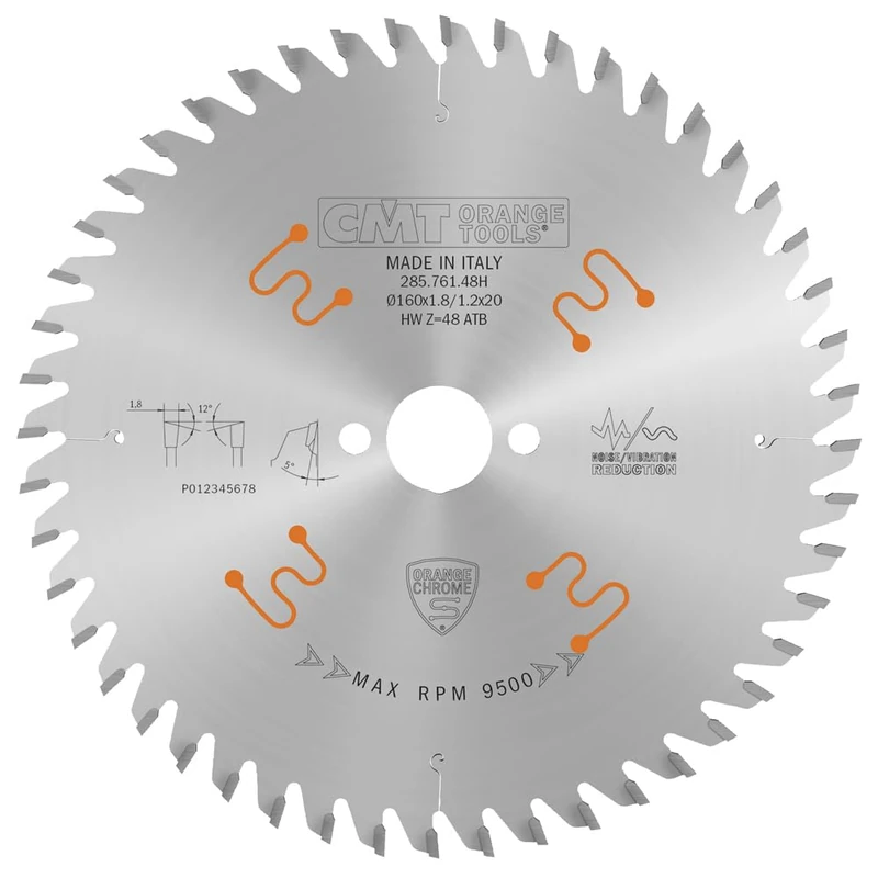 CMT ORANGE TOOLS 285.761.48H - CIRCULAR SAW CHROME HW 160x1.8/1.2x20 Z48 ATB 12°