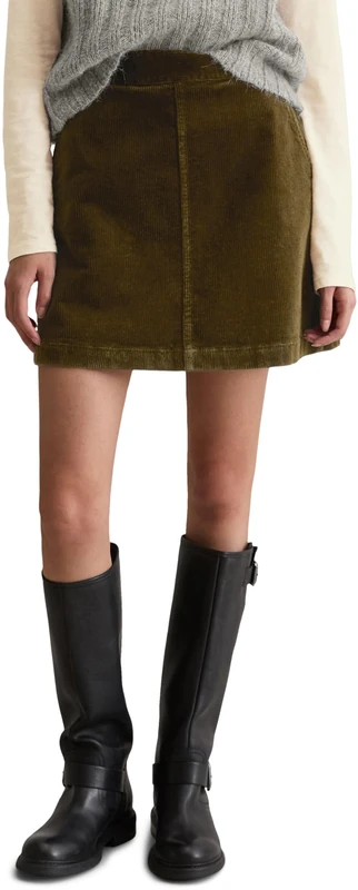 Marc OߴPolo Denim Women's A-line Corduroy Mini Skirt, Green (Burnished Logs), XXS