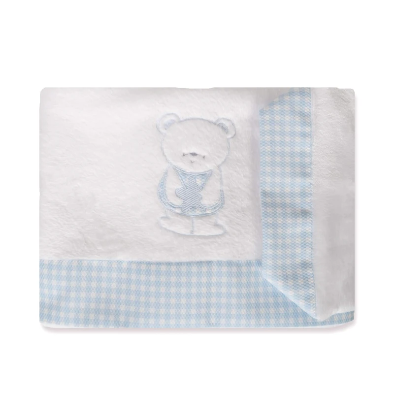 Babyline Cot Bed Sheet Set 60 x 120 cm Coral 100% Warm, Hypersoft, Hypoallergenic, Includes Fitted Sheet, Top Sheet and Pillow Case (Teddy Celeste) - Image 1