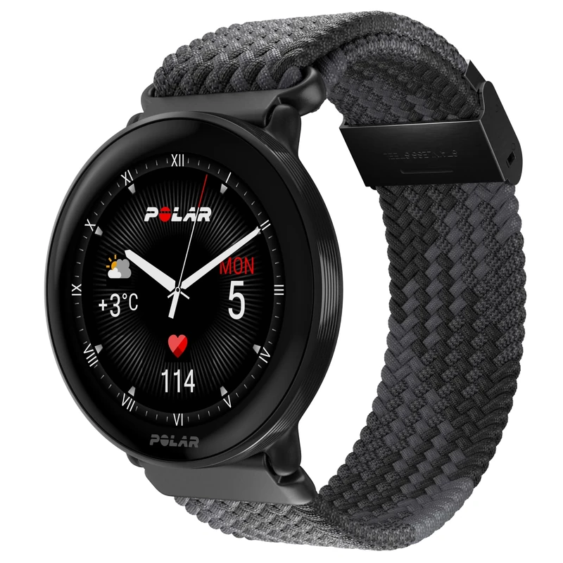 Polar Ignite 3 - Fitness & Wellness GPS Smartwatch with Braided Yarn Wristband Black, Sleep Analysis, AMOLED Display, 24/7 Activity Tracker, Heart Rate, Personalized Workouts, Real-time Voice Guidance