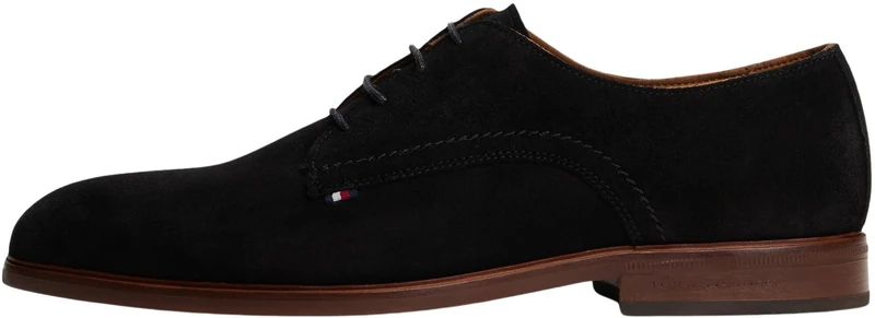 Tommy Hilfiger Men’s Suede Derby Shoes, Black (Black), 6.5