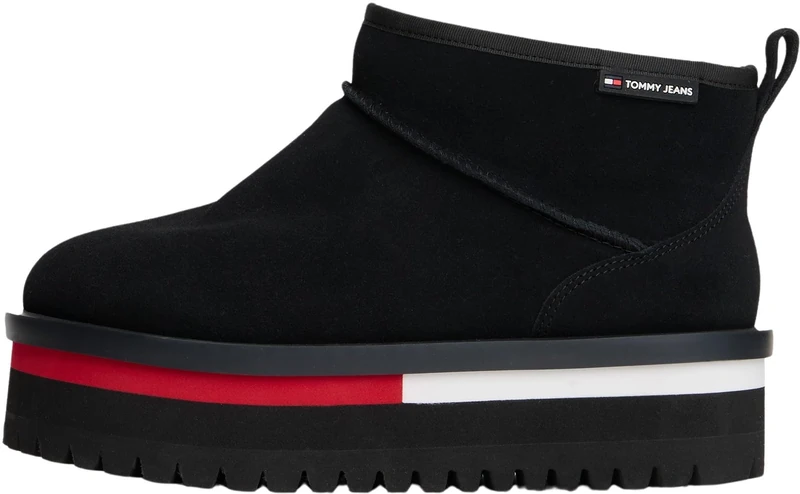 Tommy Jeans Women's Tjw Flatform Snow Boot Suede En0En02841 Hybrid, Black (Black), 6 UK