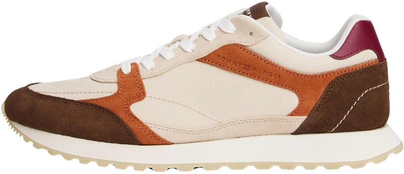 Tommy Hilfiger Men’s New EVA Mix Suede Runner Trainers, Multicolor (Classic Beige/Legacy Brown), 10.5