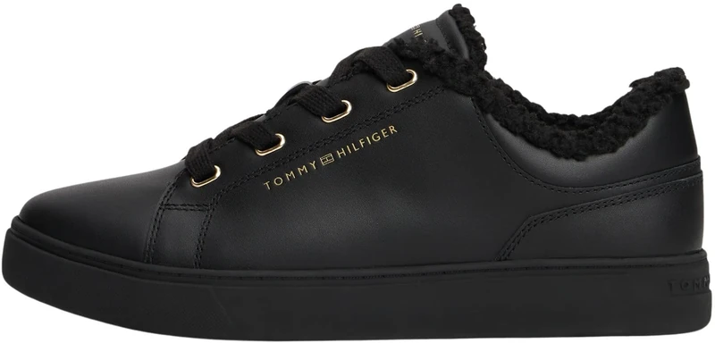 Tommy Hilfiger Women's Casual Cupsole Trainers with Teddy Lining, Black (Black), 3.5