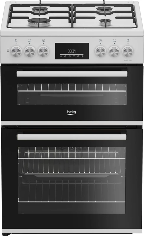 Beko 60cm Dual Fuel Cooker - White - A Rated
