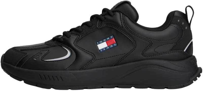 Tommy Jeans Men’s Runner Trainers with Logo, Black (Black), 11