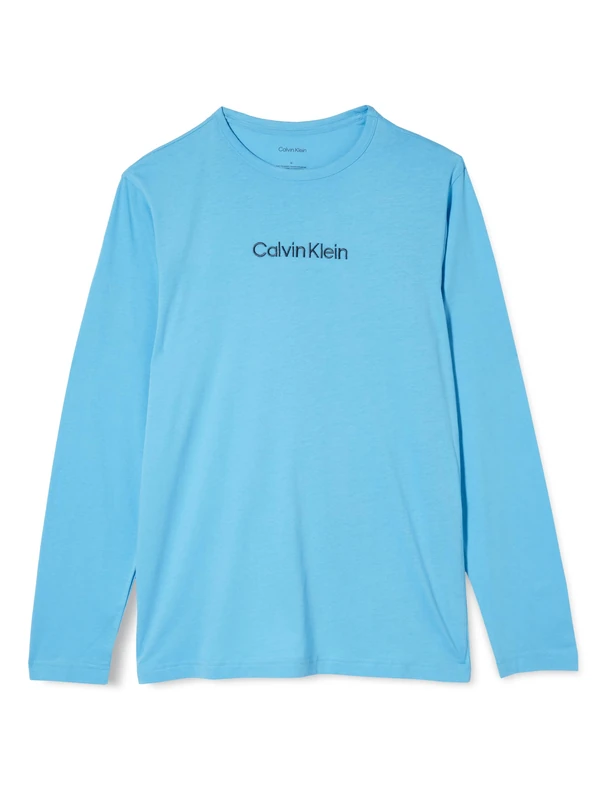 Calvin Klein Men’s Crew Neck Long Sleeve Top, Blue (Ethereal Blue), M
