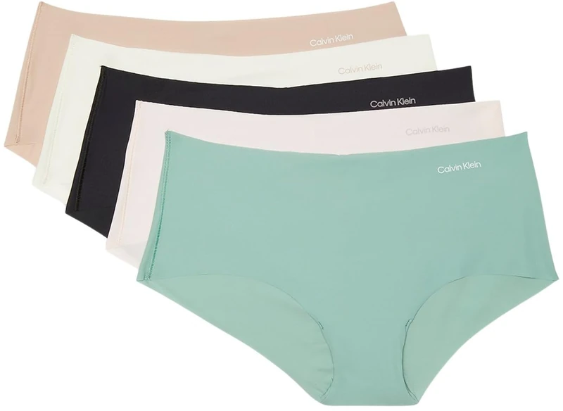 Calvin Klein Women's 5 Pack Seamless Hipster Briefs, Multicolor (Charming Green/Nymphs Thigh/Black/I), M