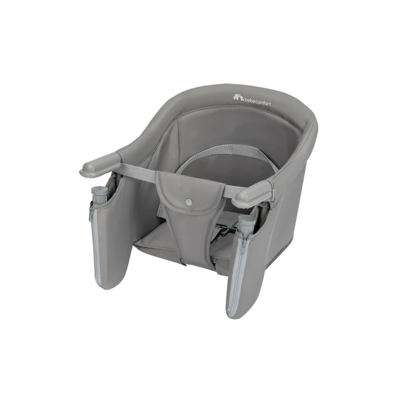 Bebeconfort Malva Baby Clip-On Table Chair, 6 Months - 3 Years (15 kg), Secure and Stable Fit, Seat and Fleece Fabrics, Easy Installation, Compact Folding, Lightweight (1.8 kg), Mineral Grey