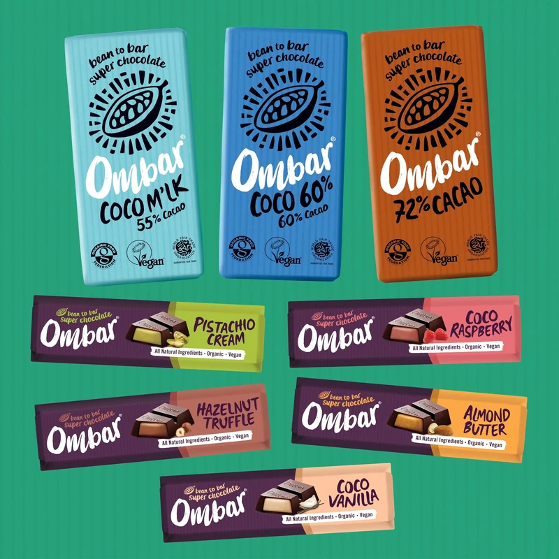 Ombar Vegan Chocolate Bar Bundle - Selection Pack with Filled Centres, Coco M'lk & Dark Chocolate Bars - Organic, Fair Trade, Dairy & Gluten Free (5 x 42g & 3 x 35g)