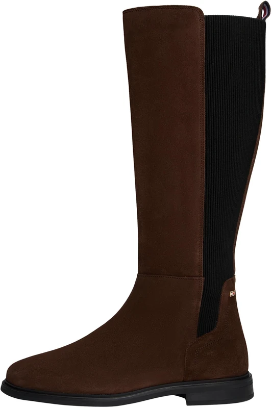 Tommy Hilfiger Women’s Flag Suede Long Boots, Brown (Legacy Brown), 4
