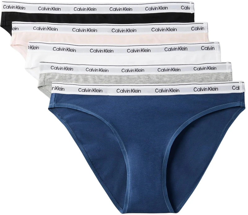 Calvin Klein Women's 5 Pack Low Rise Bikini Briefs Underwear, Multicolor (Black/White/Grey Heather/Potpourri/), XS