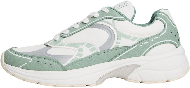 Tommy Jeans Women’s Archive ‘25 Chunky Runner Trainers, Multicolor (Ecru/Dusty Fern), 6