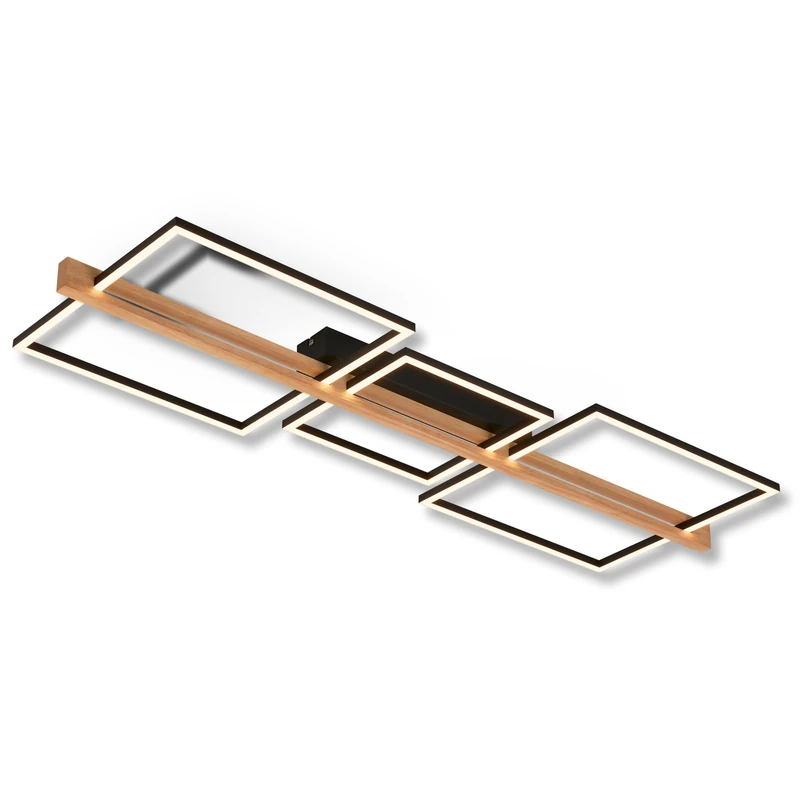 BRILONER - LED Ceiling Light with Wooden Decoration, Dimmable in Levels, Warm White Light Colour, LED Lamp, Ceiling Light, Living Room Lamp, Bedroom Lamp, Kitchen Lamp, 108 x 35 x 8 cm (L x W x H