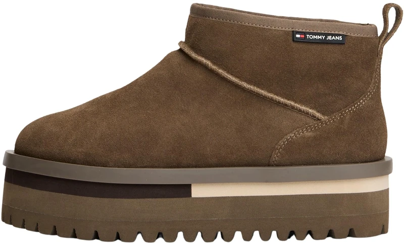 Tommy Jeans Womens Tjw Flatform Snow Suede En0en02841 Hybrid Boots, Khaki Homestead, 7 UK