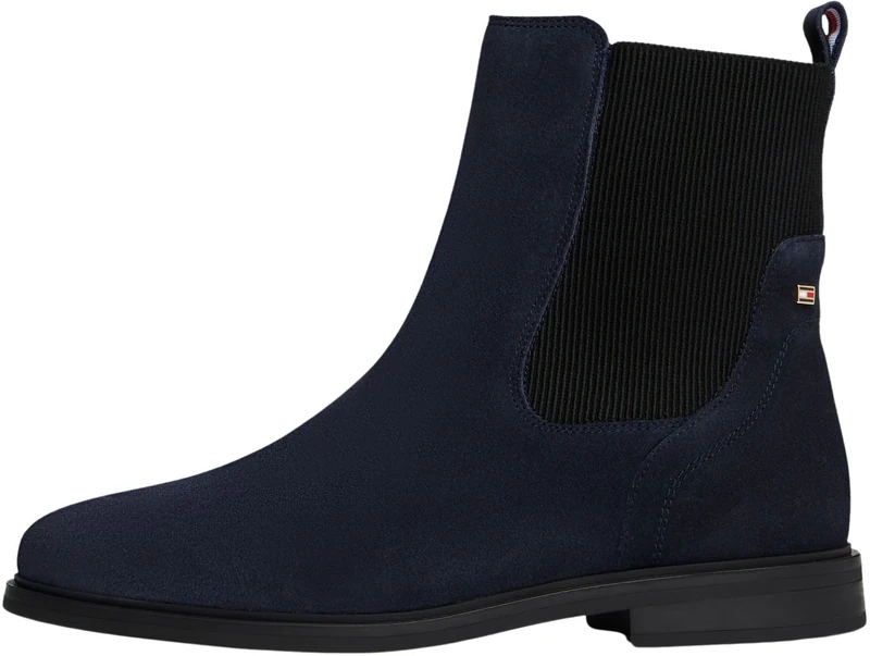 Tommy Hilfiger Women’s Flag Suede Chelsea Boots, Blue (Space Blue), 6.5
