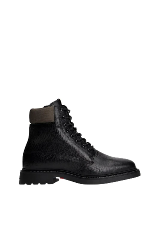 Tommy Hilfiger Men’s Comfort Leather Ankle Boots, Black (Black), 7