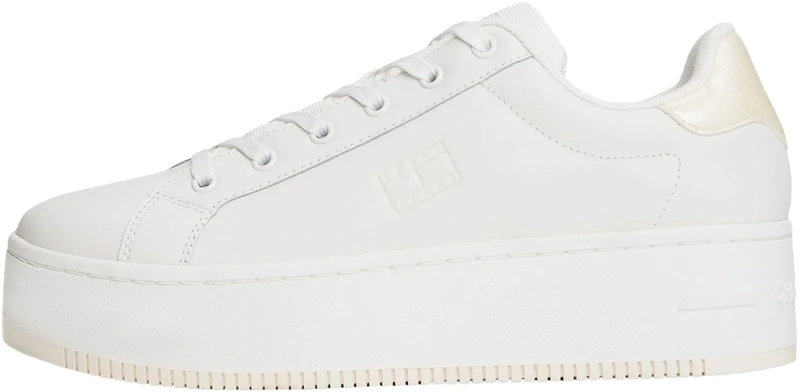 Tommy Jeans Women’s Pearlescent Flatform Trainers, White (Ecru), 2.5
