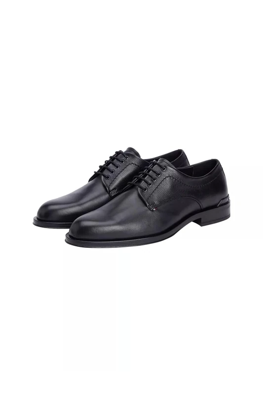 Tommy Hilfiger Men’s Corporate Leather Derby Shoes, Black (Black), 7