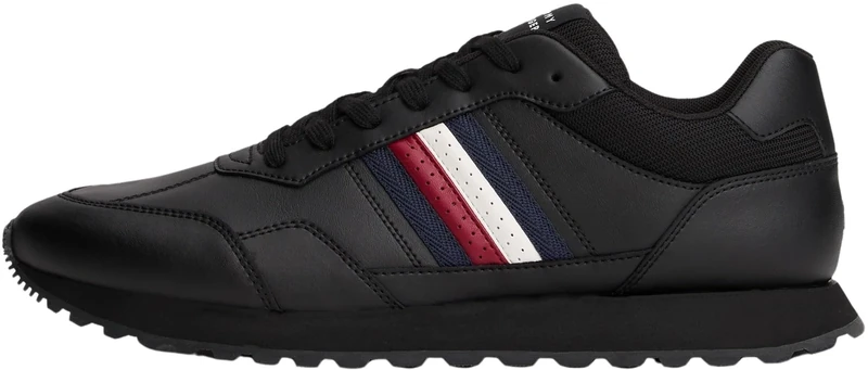 Tommy Hilfiger Men’s New EVA Stripes Low Top Runner Trainers, Black (Black), 11