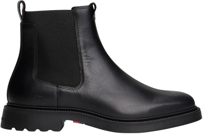Tommy Hilfiger Men’s Comfort Leather Chelsea Boots, Black (Black), 8