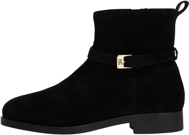 Tommy Hilfiger Women's Buckle Suede Riding Ankle Boots, Black (Black), 7.5