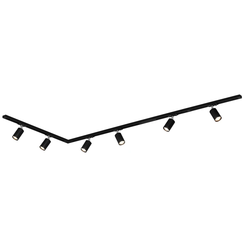 Briloner - Rail Rail System Complete Set, 6X GU10 Adjustable spotlights, L-Shape, Ceiling Light Rail System, Spotlight Rail, Ceiling lamp, Spotlight, 2.25 m, Black