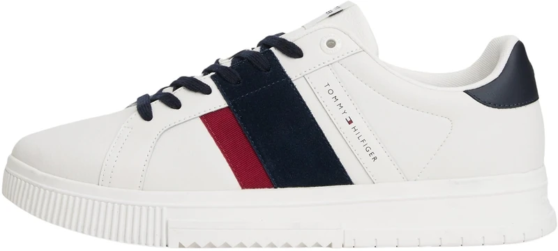 Tommy Hilfiger Men’s Leather Supercup CupsoleTrainers, White (Ecru), 6.5
