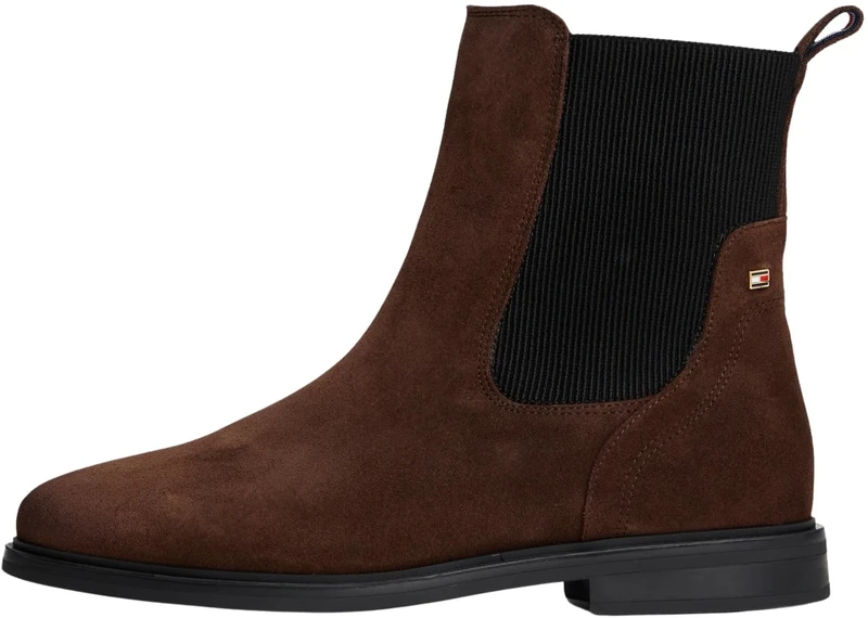 Tommy Hilfiger Women’s Flag Suede Chelsea Boots, Brown (Legacy Brown), 5