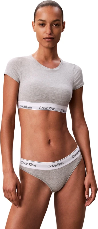 Calvin Klein Women's High Neck T-Shirt Bralette, Grey (Grey Heather), L