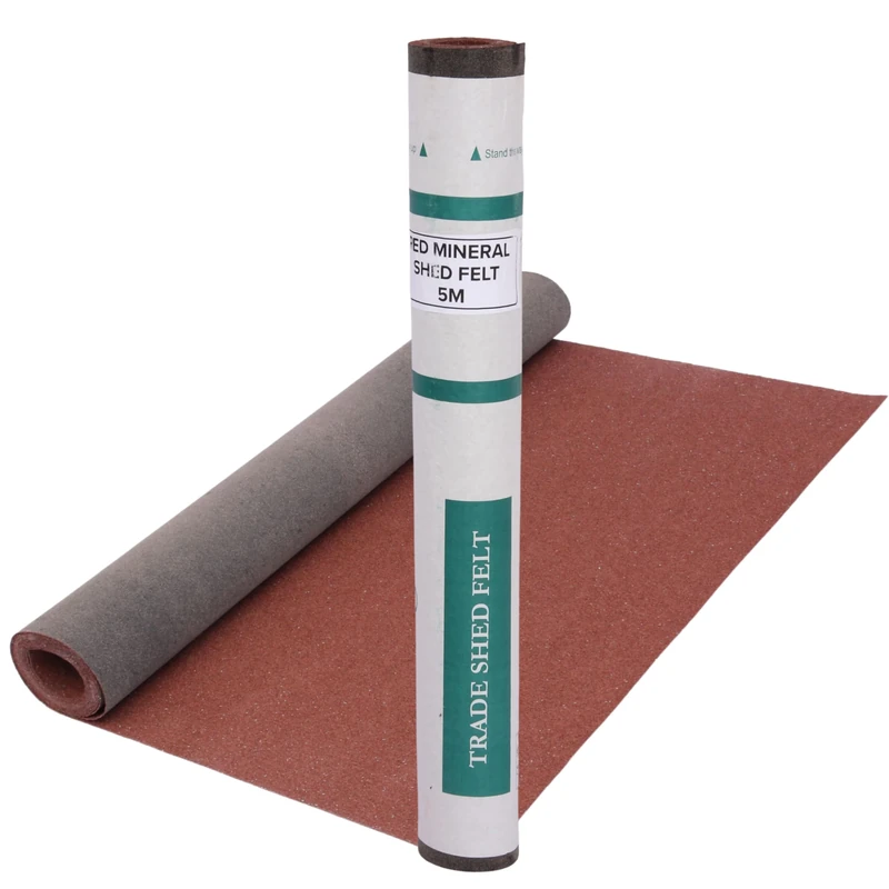 Standard Grade Shed Roofing Felt Red Mineral 16.4 x 3.2ft (5m x 1m) with 13mm Galvanized Roofing Nails Pack of 50 Included | Heavy Duty Premium Roof Felt