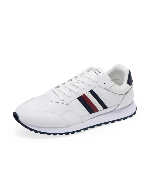 Tommy Hilfiger Men’s New EVA Stripes Low Top Runner Trainers, White (White), 9