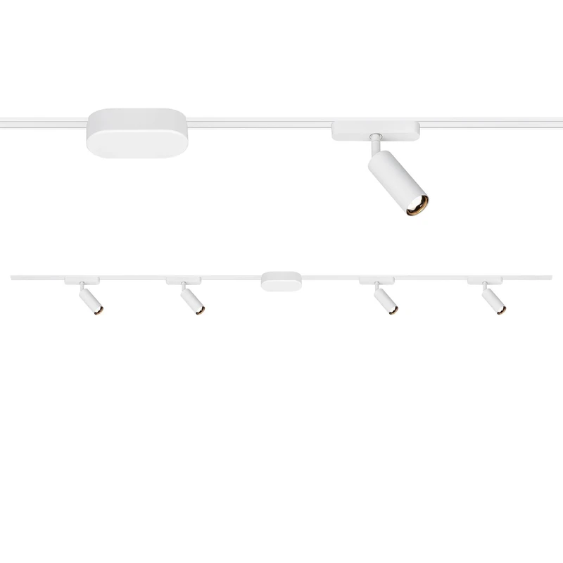 Briloner - Luxtrail Starterset Track System, 4X LED Spots, Extendable, Swivel, Lamps, Ceiling Track System, Spotlight Rail, Ceiling Light, LED Ceiling Light, 2 m, White
