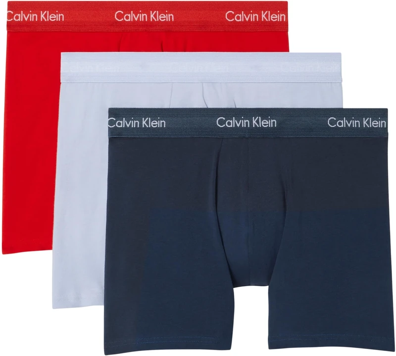Calvin Klein Men's 3 Pack Stretch Boxer Briefs - Blue, XS
