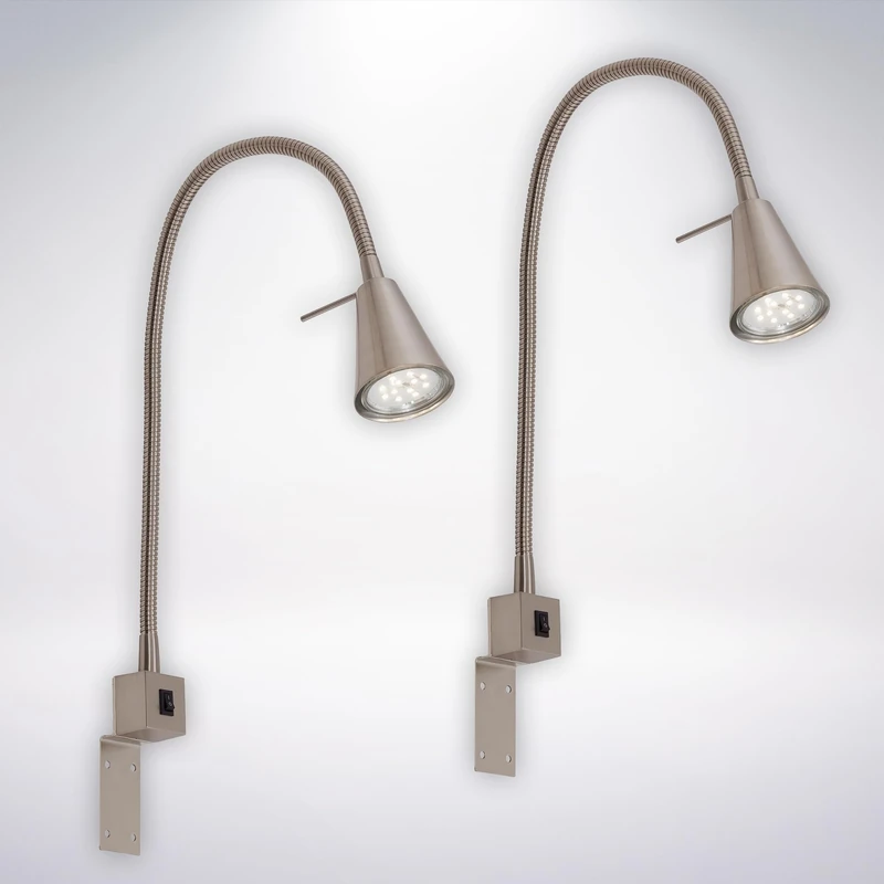 BRILONER 2 x LED Reading Light with On/Off Switch, Swivel, Multiple Mounting Positions, Indoor Wall Light, Wall Light, Bed Light, Reading Light, Reading Light,