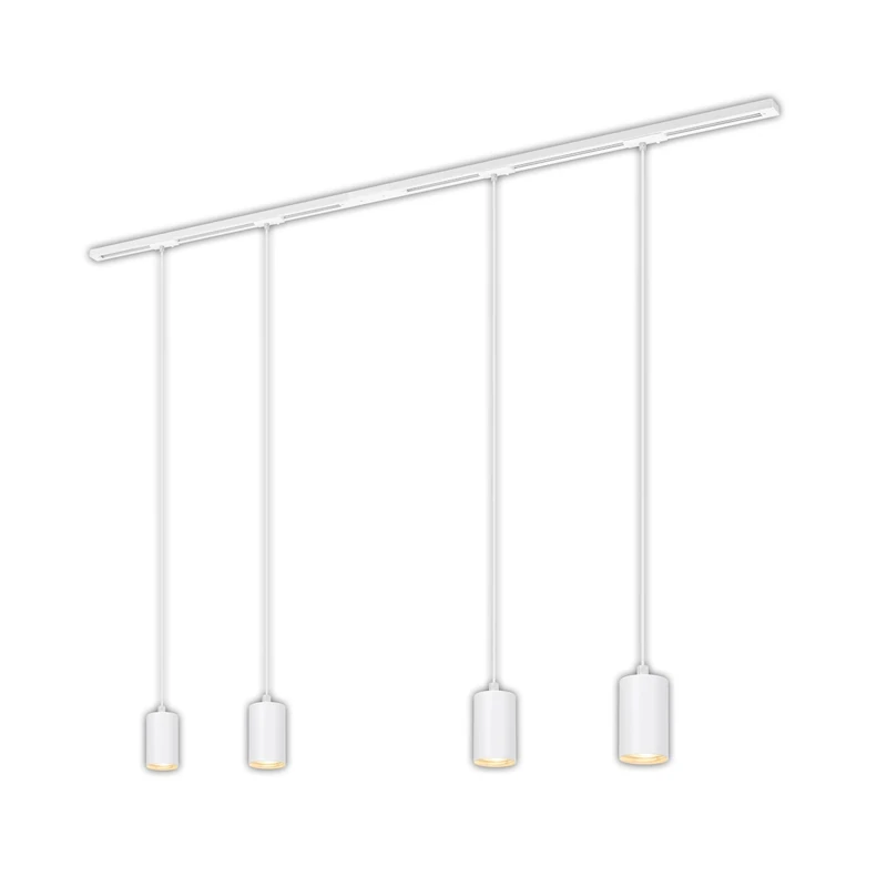 Briloner - Rail Rail System Complete Set, 4X GU10 Suspension, Power Supply, Ceiling Lighting Rail System, Spotlight Rail, Ceiling Light, Pendant lamp, 1.5 m, White