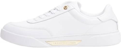 Tommy Hilfiger Women’s Essential Chic Court Leather Cupsole Trainers, White (White), 7.5