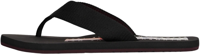 Tommy Hilfiger Men’s Corporate Beach Wide Strap Flip Flops, Black (Black), 11