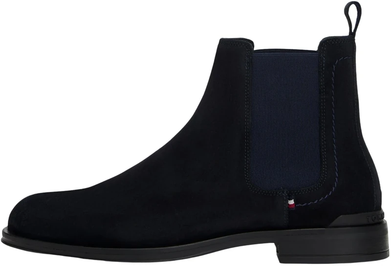 Tommy Hilfiger Men’s Suede Corporate Chelsea Boots, Blue (Desert Sky), 9