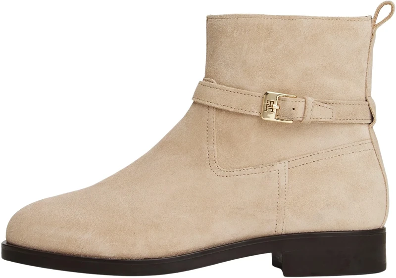 Tommy Hilfiger Women's Buckle Suede Riding Ankle Boots, Beige (Horseradish), 6