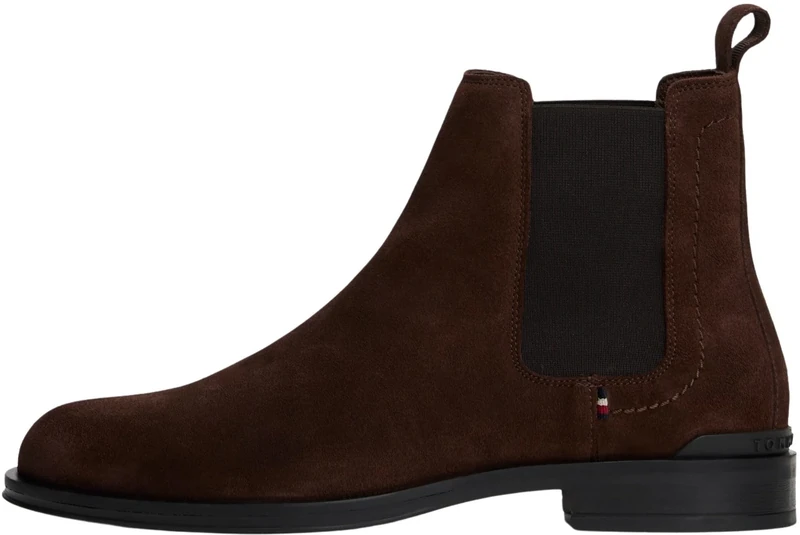 Tommy Hilfiger Men’s Suede Corporate Chelsea Boots, Brown (Cocoa), 7
