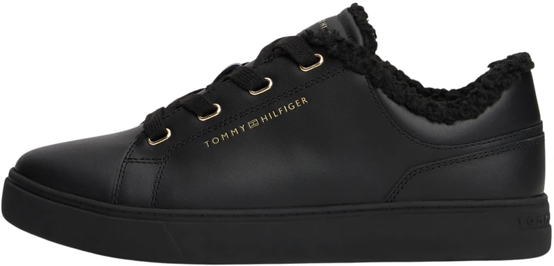 Tommy Hilfiger Women's Casual Cupsole Trainers with Teddy Lining, Black (Black), 7